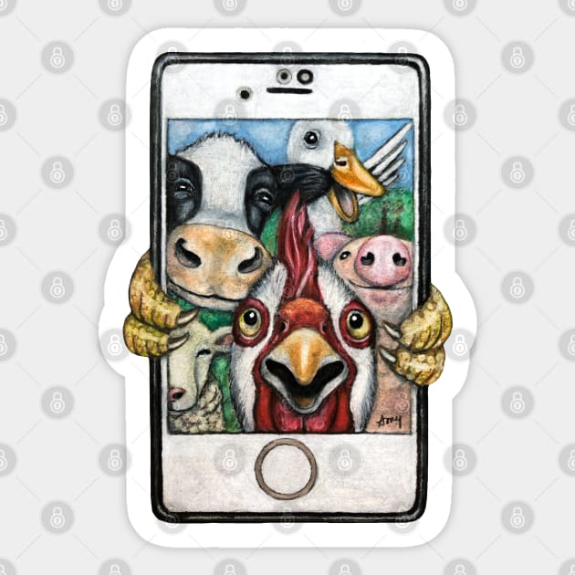 Barnyard Selfie Sticker by GardenPartyArt